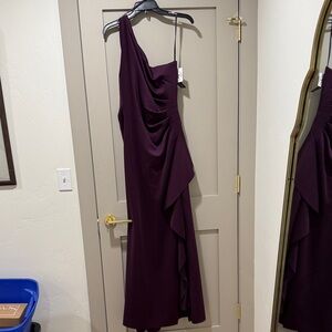 Xscape One-Shoulder Dress in Deep Purple